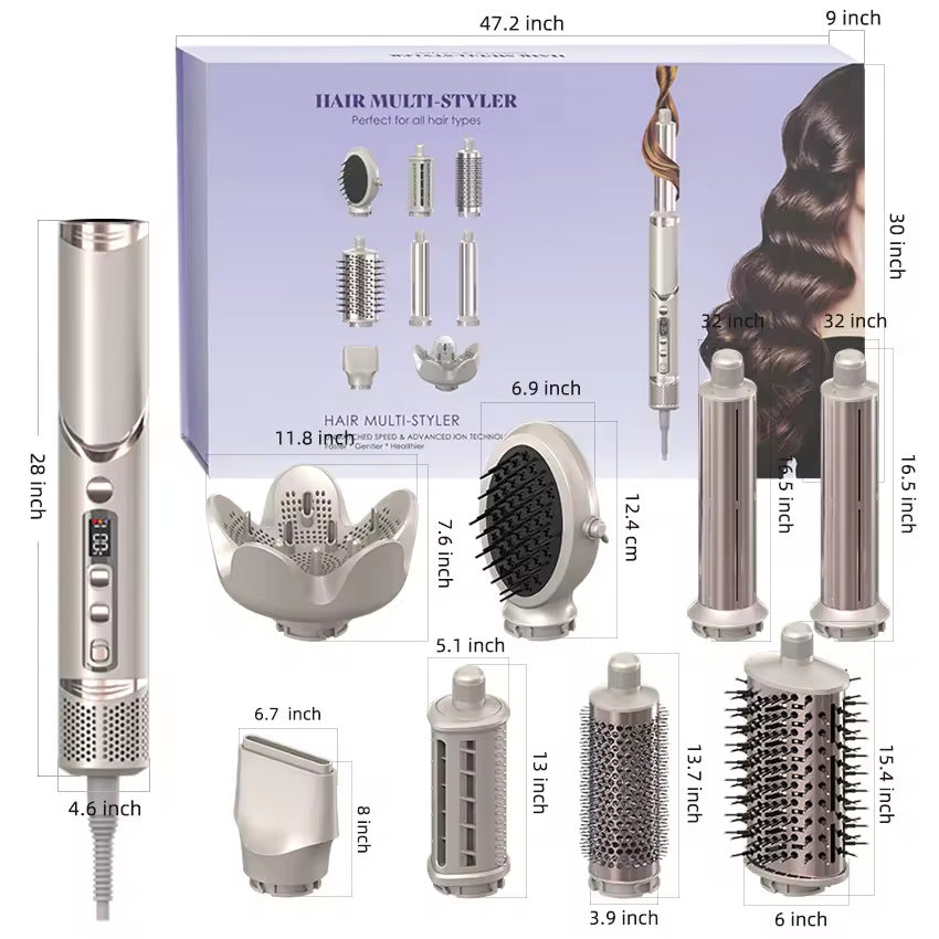 Multifunctional Hot Air Styler Hair Dryer with 8 Attachments