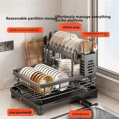 Single layer dish rack-black