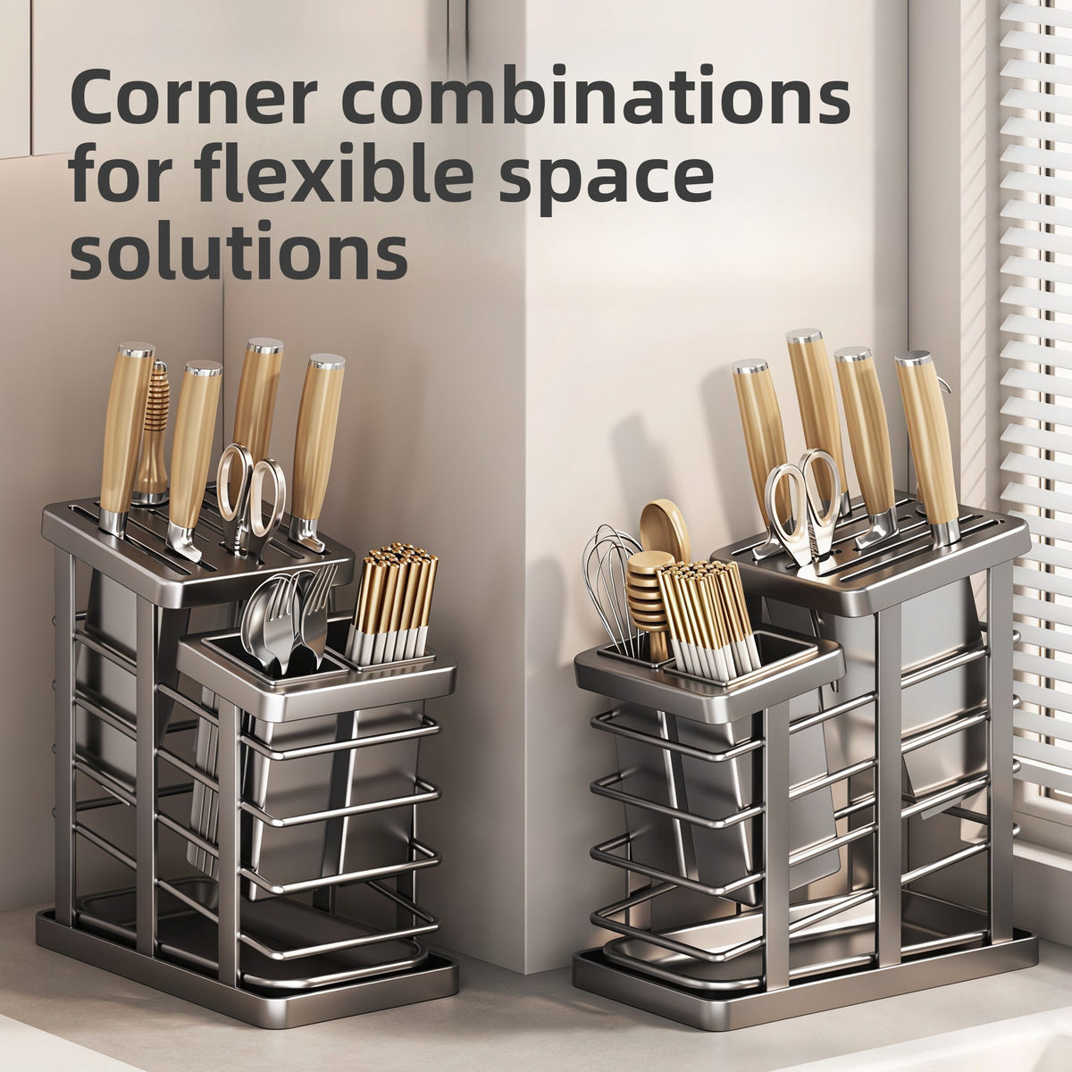 Multifunctional Kitchen Knife Holder with Chopstick Storage