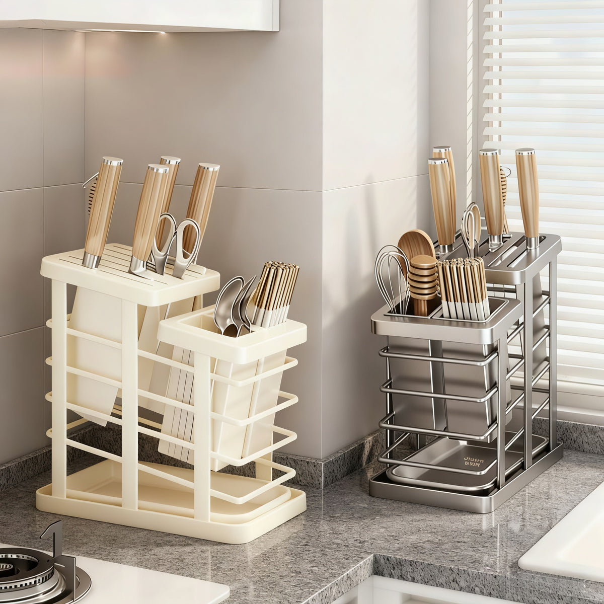 Multifunctional Kitchen Knife Holder with Chopstick Storage
