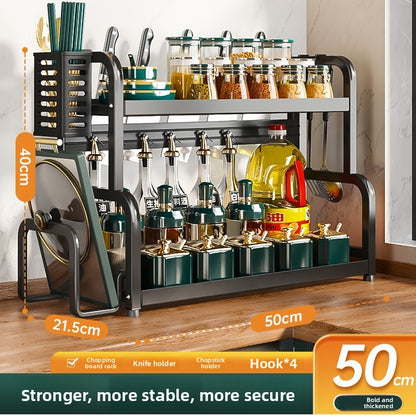 Multifunctional Kitchen Organizer Rack with Utensil Holders