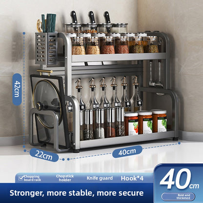 Multifunctional Kitchen Organizer Rack with Utensil Holders