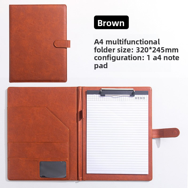 Multifunctional Leather A4 Document Folder with Writing Board
