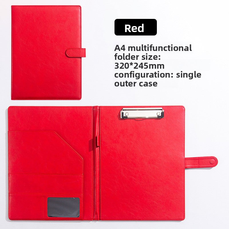 Multifunctional Leather A4 Document Folder with Writing Board