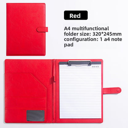 Multifunctional Leather A4 Document Folder with Writing Board