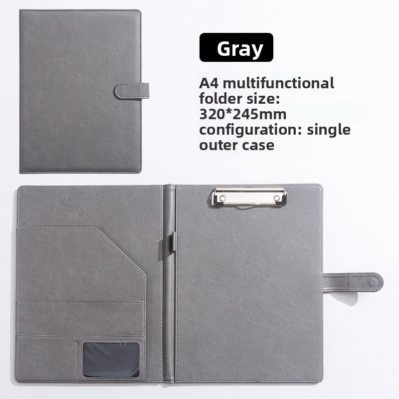 Multifunctional Leather A4 Document Folder with Writing Board