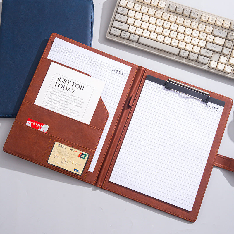 Multifunctional Leather A4 Document Folder with Writing Board