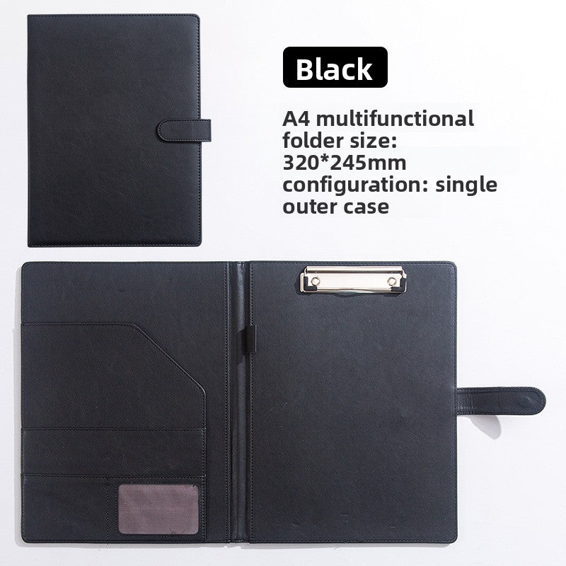 Multifunctional Leather A4 Document Folder with Writing Board