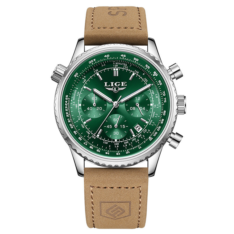Multifunctional Men's Quartz Watch with Calendar Chronograph