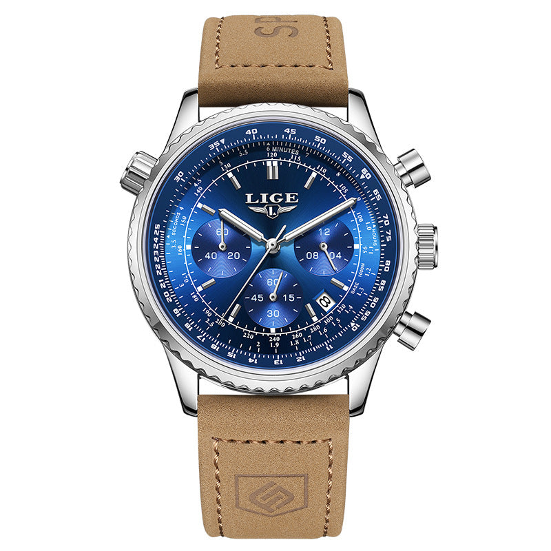 Multifunctional Men's Quartz Watch with Calendar Chronograph