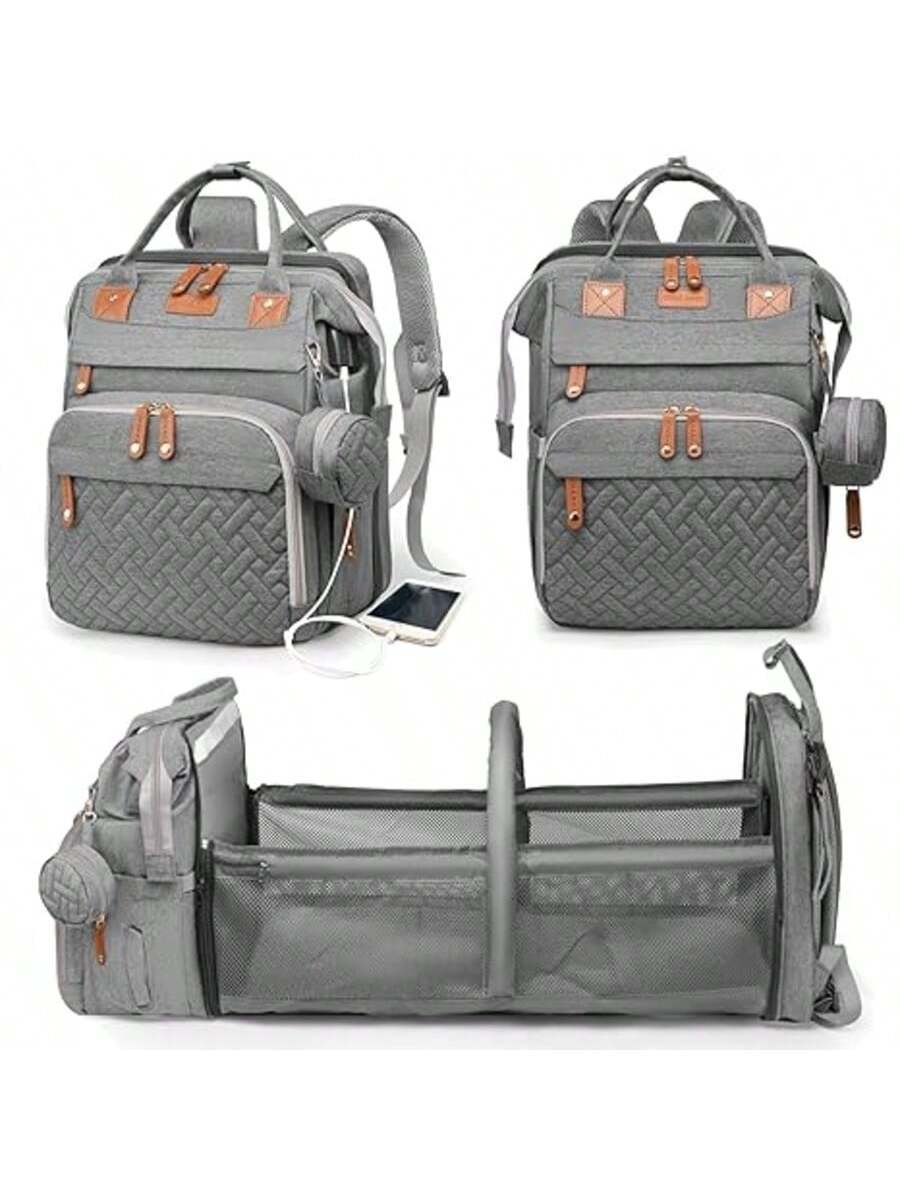 Multifunctional Mommy Diaper Bag with Foldable Bed