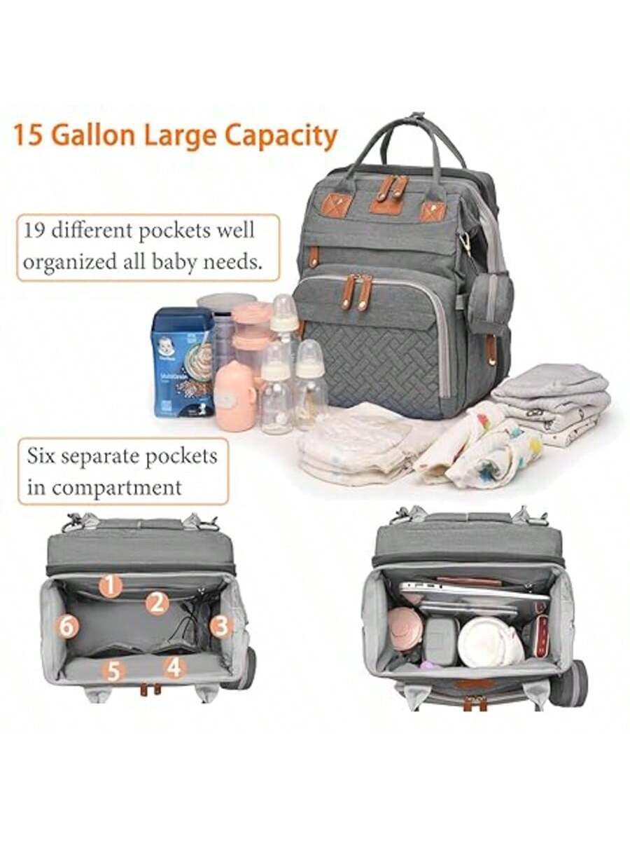 Multifunctional Mommy Diaper Bag with Foldable Bed