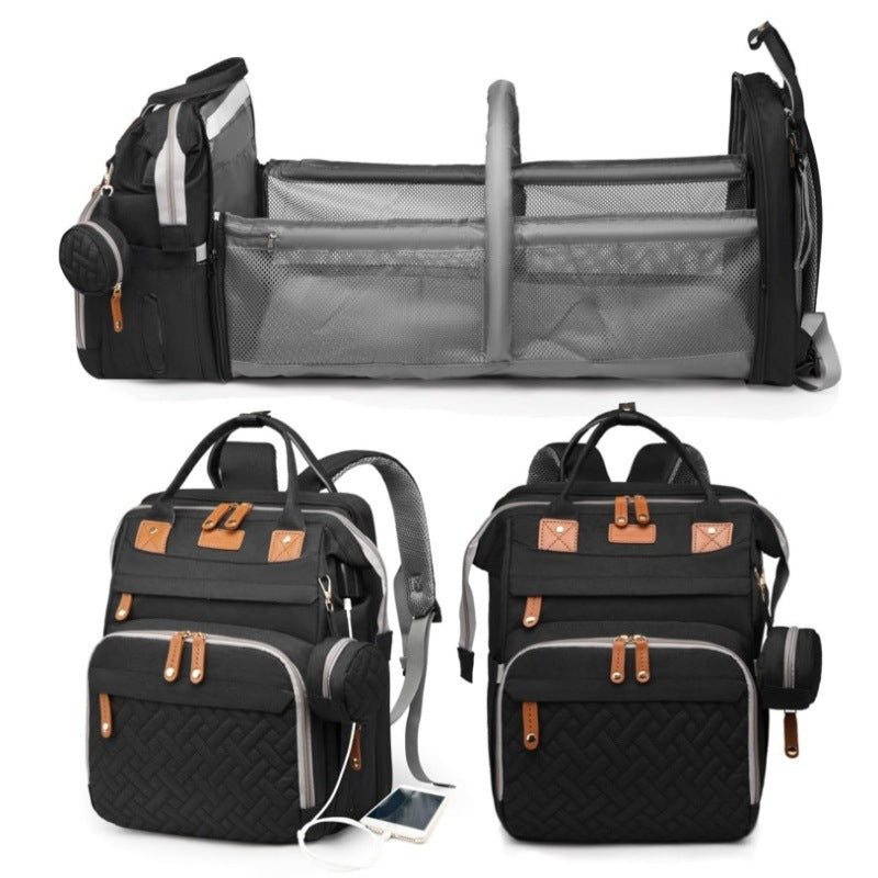 Multifunctional Mommy Diaper Bag with Foldable Bed