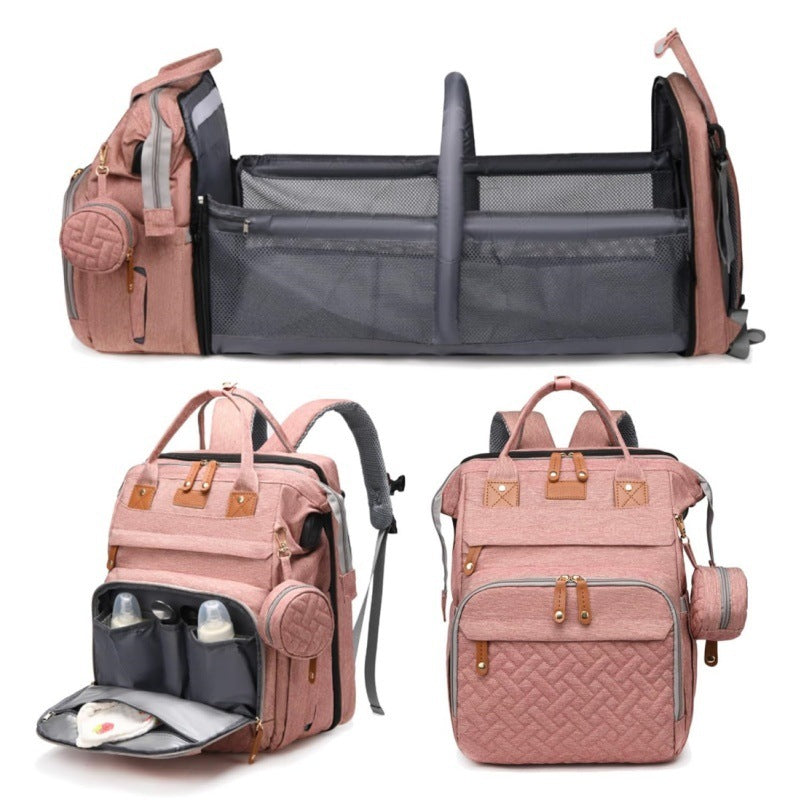 Multifunctional Mommy Diaper Bag with Foldable Bed