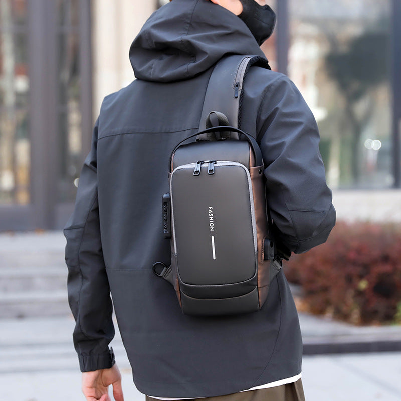 Multifunctional Password Lock Chest Bag for Men