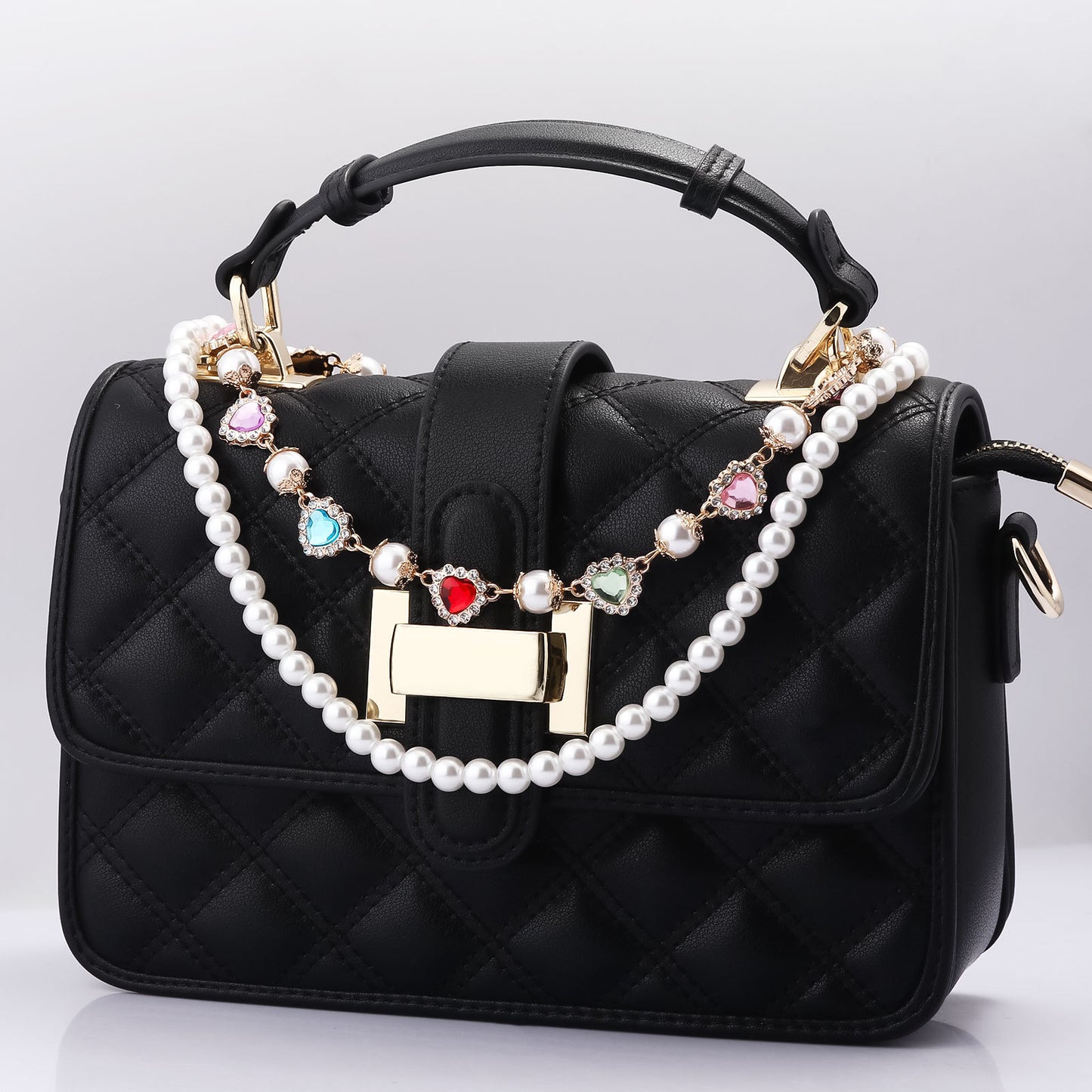 Multifunctional Pearl Rhinestone Keychain