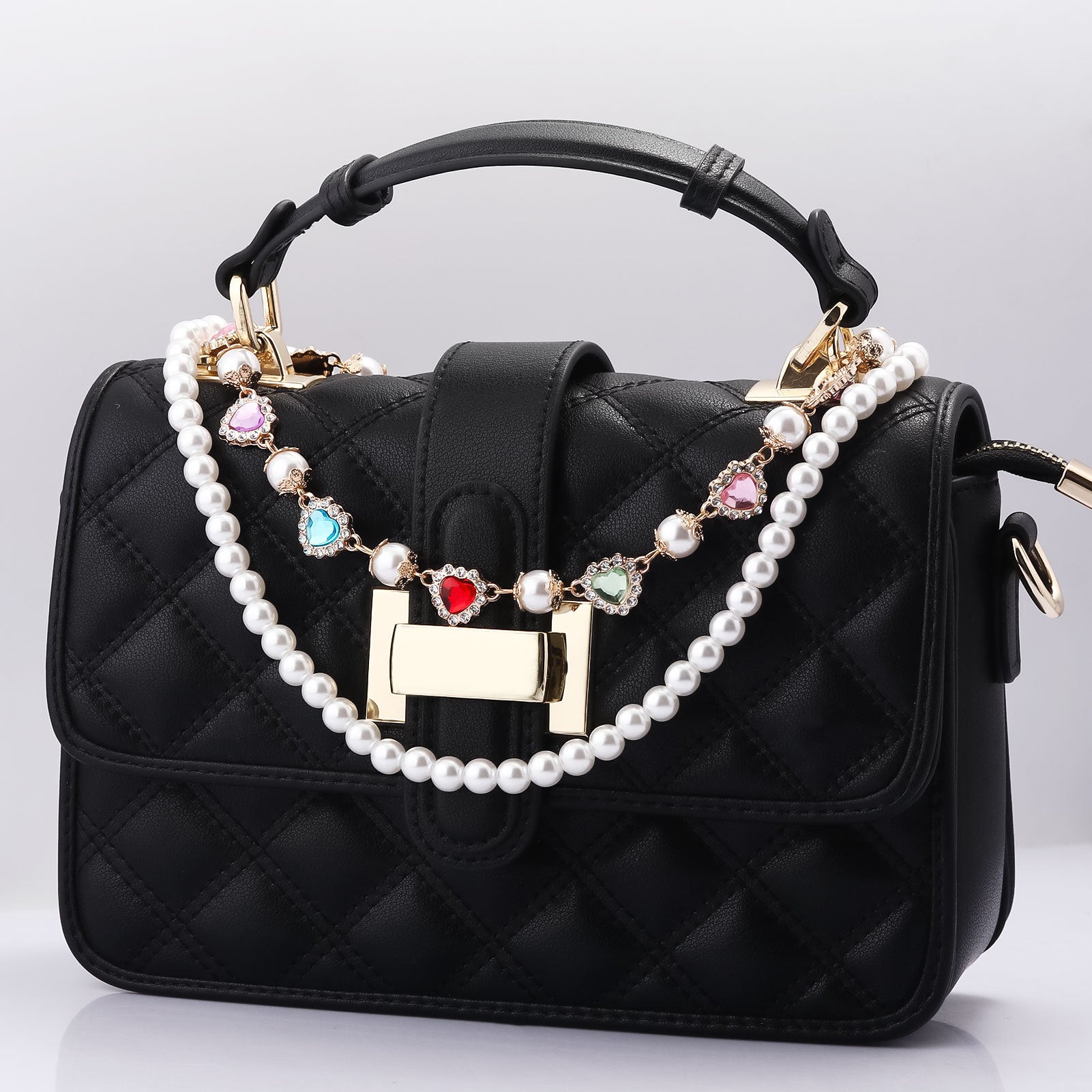 Multifunctional Pearl Rhinestone Keychain