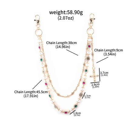 Multifunctional Pearl Rhinestone Keychain