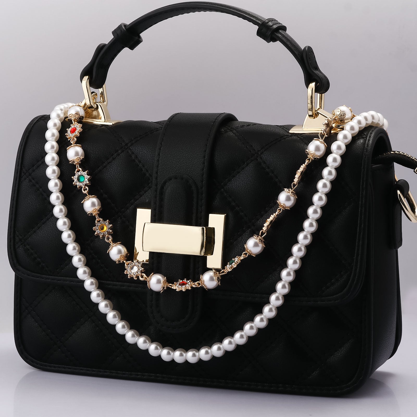 Multifunctional Pearl Rhinestone Keychain