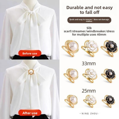 Multifunctional Pearl Scarf Buckle
