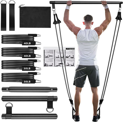 Multifunctional Pilates Resistance Bar with Elastic Bands