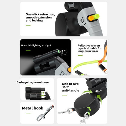 Multifunctional Retractable Dual Dog Leash