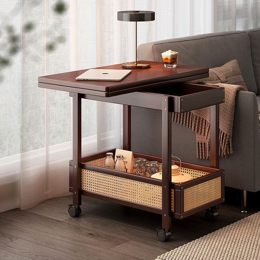 Multifunctional Rotating Foldable Side Table with Storage