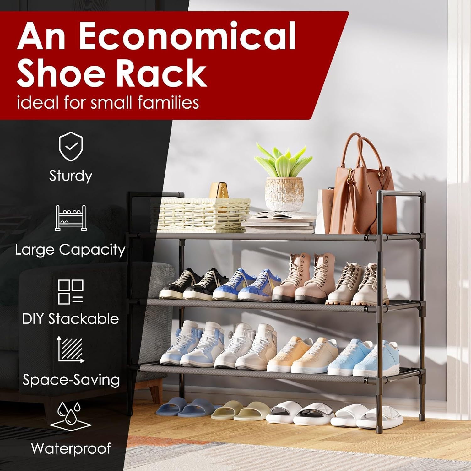 Multifunctional shoe rack assembly for corridor entrance passage