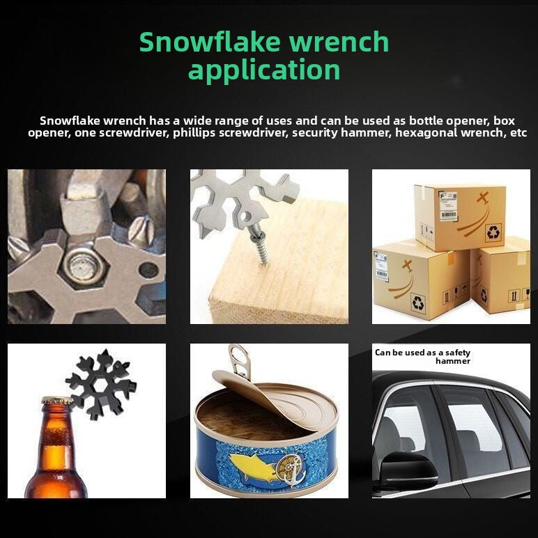Multifunctional snowflake wrench tool