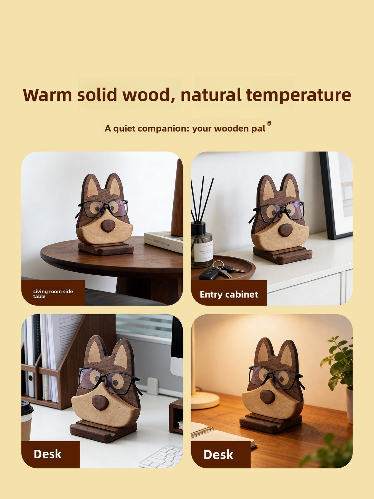 Multifunctional Solid Wood Desktop Organizer Stand