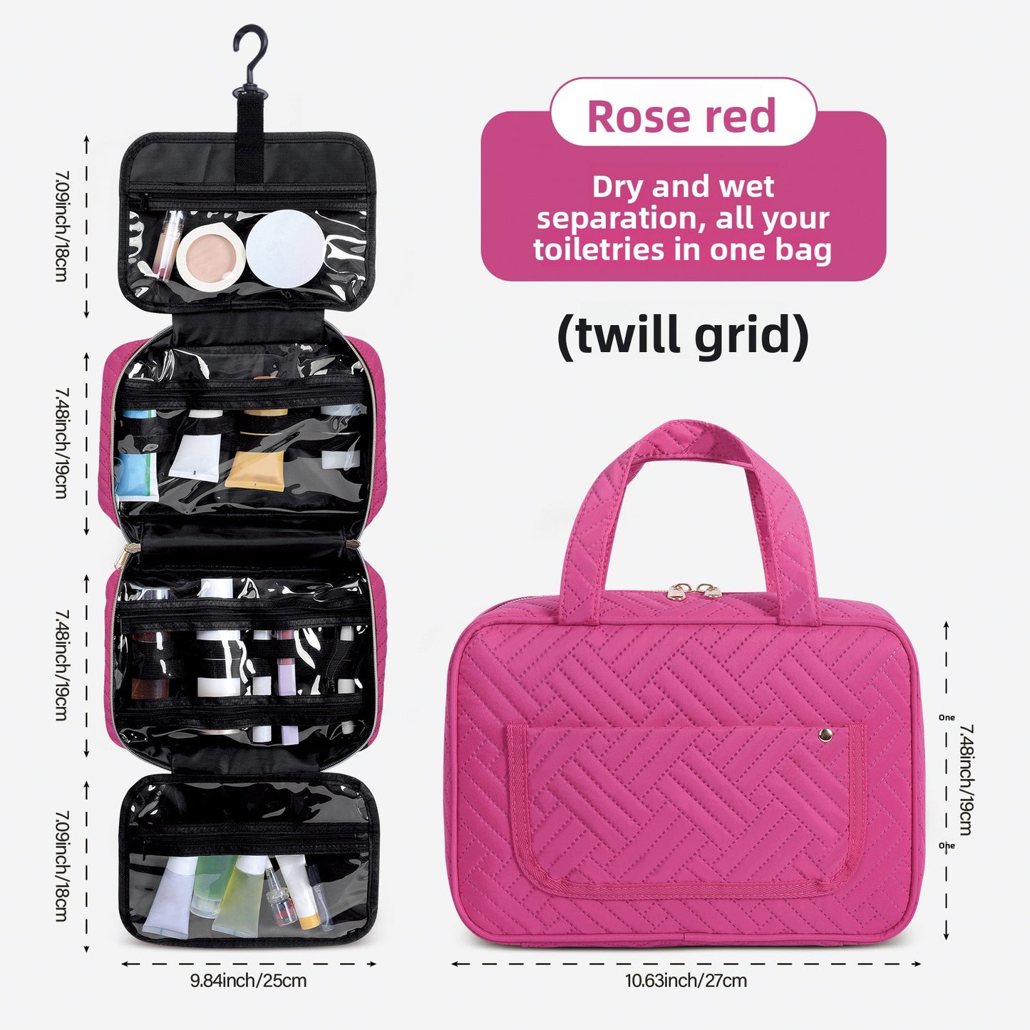 Multifunctional Waterproof Hanging Toiletry Bag with Large Capacity