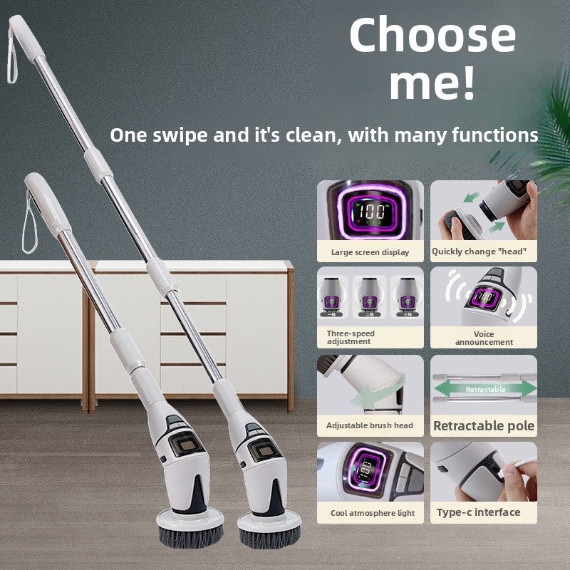 Multifunctional Wireless Electric Cleaning Brush with Voice Prompt