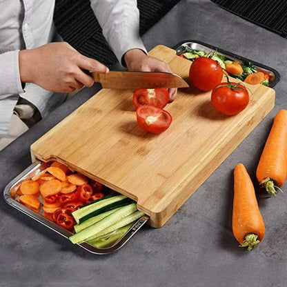 Multifunctional Wooden Cutting Board with Drawer