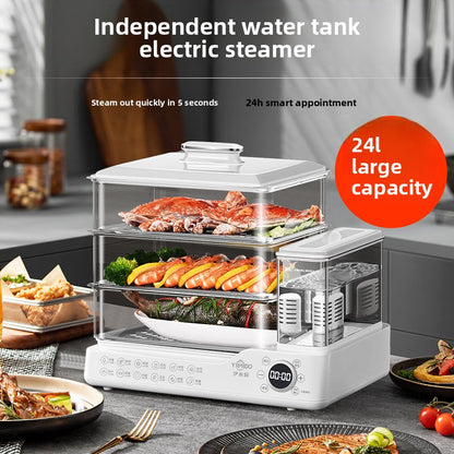 Multilayer Electric Food Steamer with Independent Water Tank