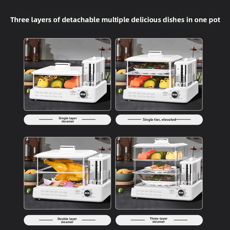 Multilayer Electric Food Steamer with Independent Water Tank