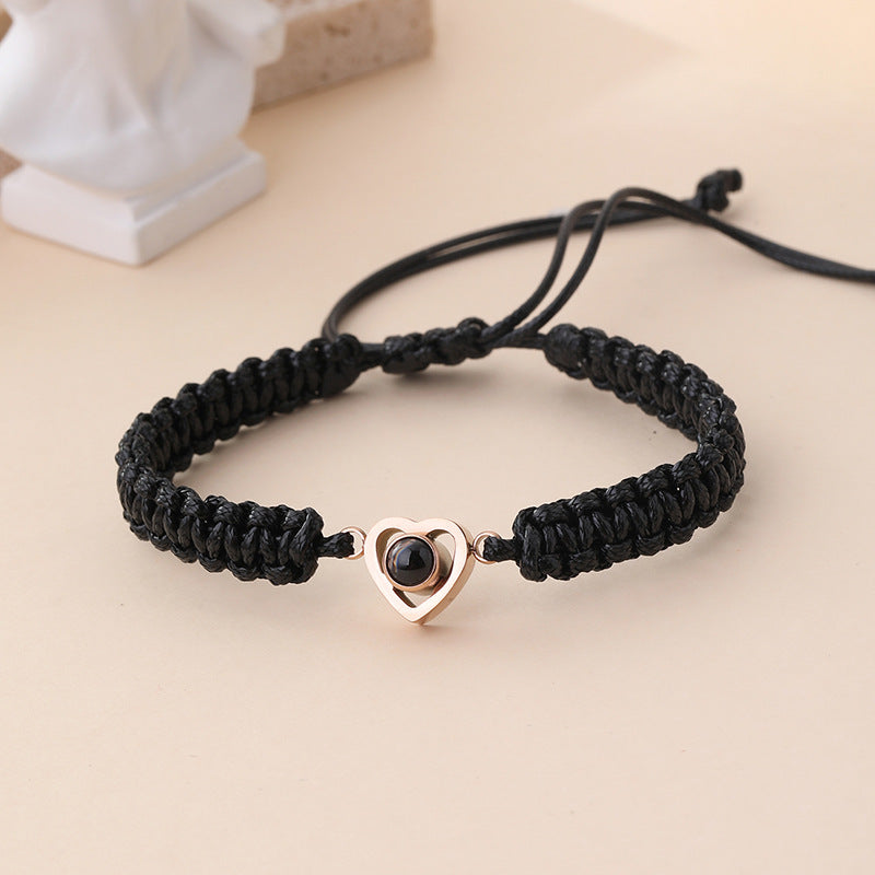 Multilingual Love Projection Bracelet Heart Shape Gift