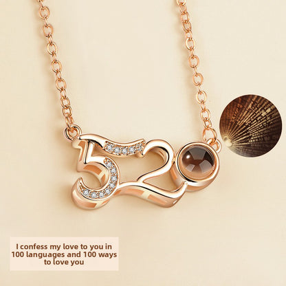 Multilingual Love Projection Necklace