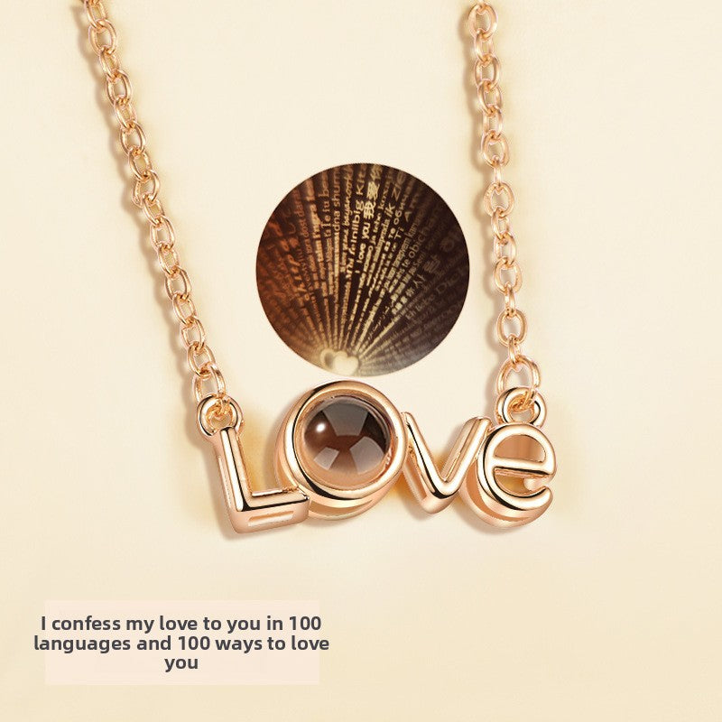Multilingual Love Projection Necklace