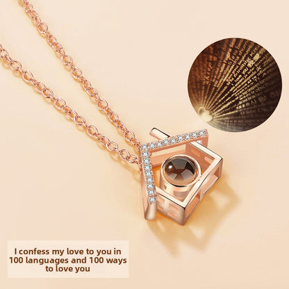 Multilingual Love Projection Necklace