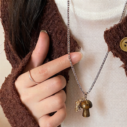 Mushroom Pendant Natural Stone Necklace