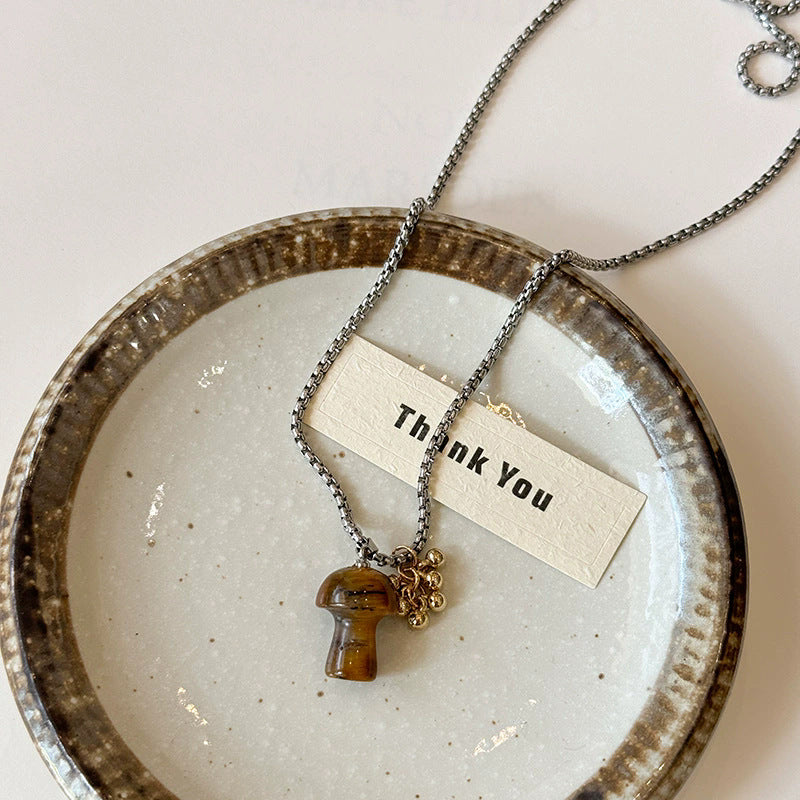 Mushroom Pendant Natural Stone Necklace