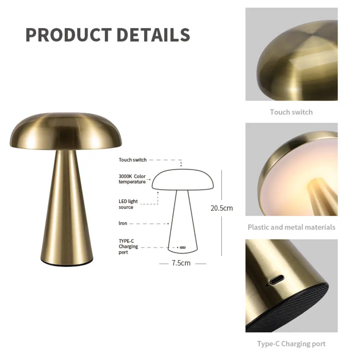 Mushroom type table lamp