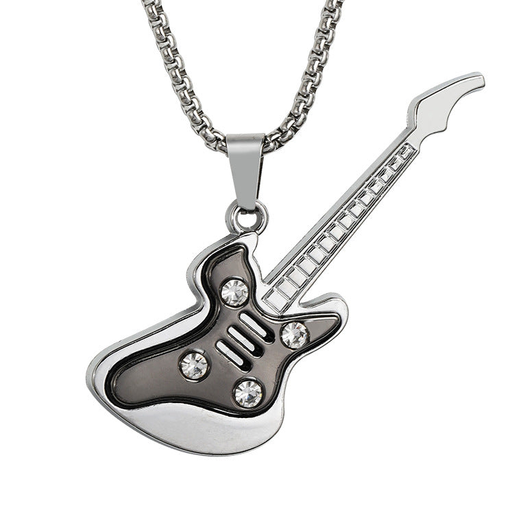 Music Theme Titanium Steel Pendant Necklace with Adjustable Chain