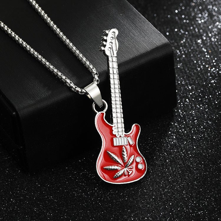 Music Theme Titanium Steel Pendant Necklace with Adjustable Chain