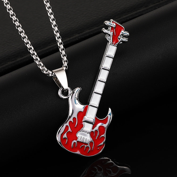 Music Theme Titanium Steel Pendant Necklace with Adjustable Chain