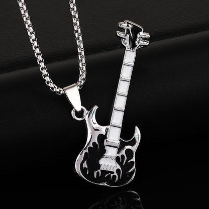 Music Theme Titanium Steel Pendant Necklace with Adjustable Chain
