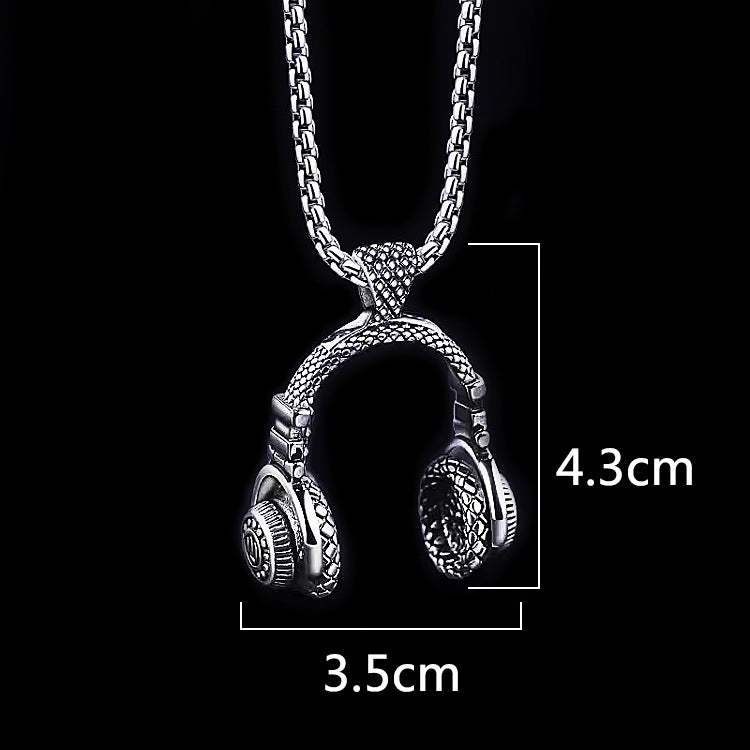 Music Theme Titanium Steel Pendant Necklace with Adjustable Chain