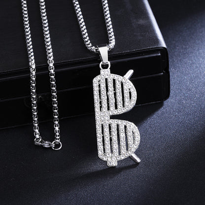 Music Theme Titanium Steel Pendant Necklace with Adjustable Chain