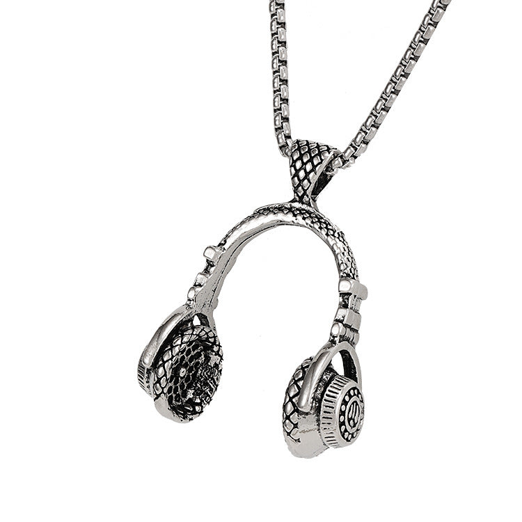 Music Theme Titanium Steel Pendant Necklace with Adjustable Chain