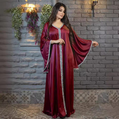 Muslim fashion women's robes with rhinestones